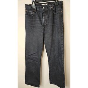 Levi's Jeans Women 32 Black Dark Ribcage Button Fly Big E Effortless  Cool Girl